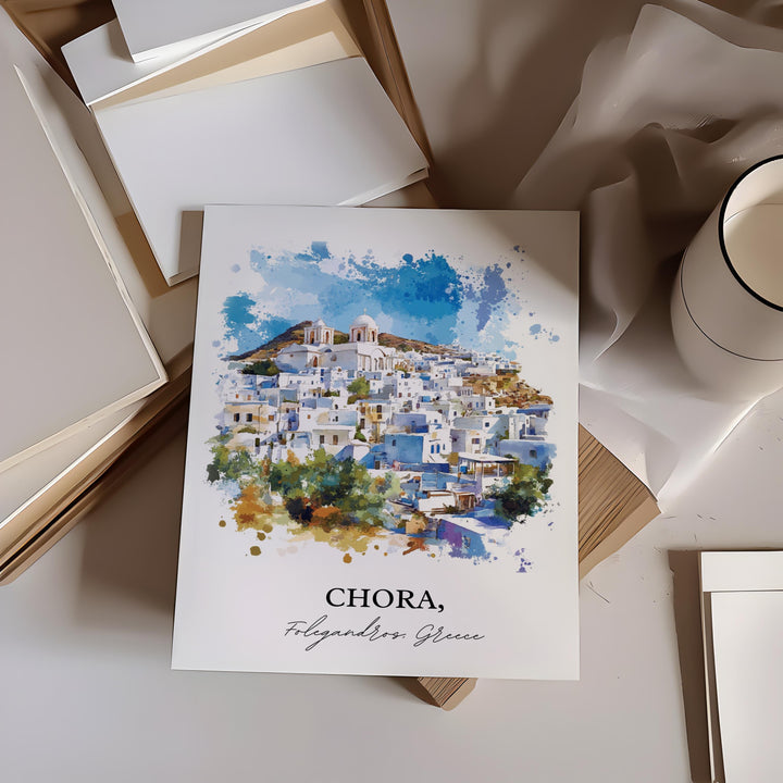 Chora, Greece – Watercolor Art Print