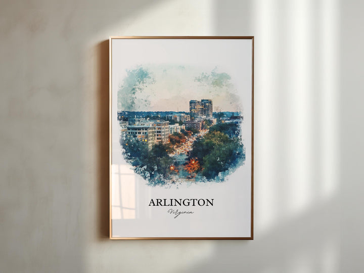 Arlington VA Wall Art, Arlington VA Print, Washington DC Watercolor, Arlington Virginia Gift, Travel Print, Travel Poster, Housewarming Gift