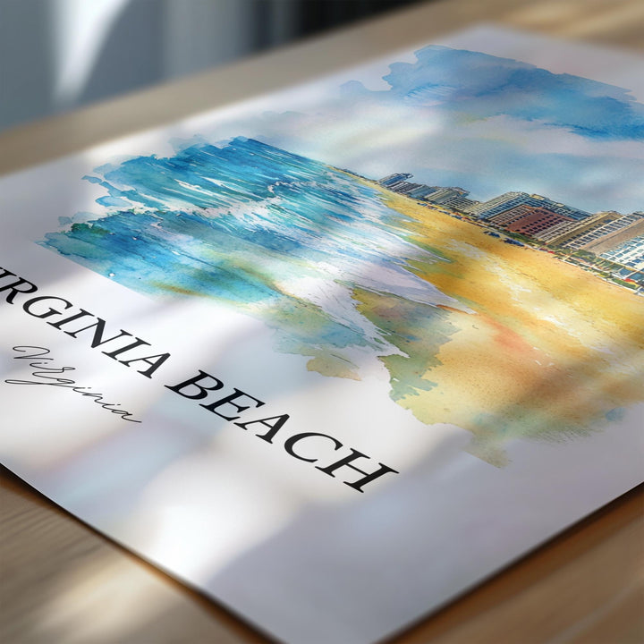 Virginia Beach Wall Art, VA Beach Print, Virginia Watercolor Art, Virginia Beach Gift, Travel Print, Travel Poster, Housewarming Gift