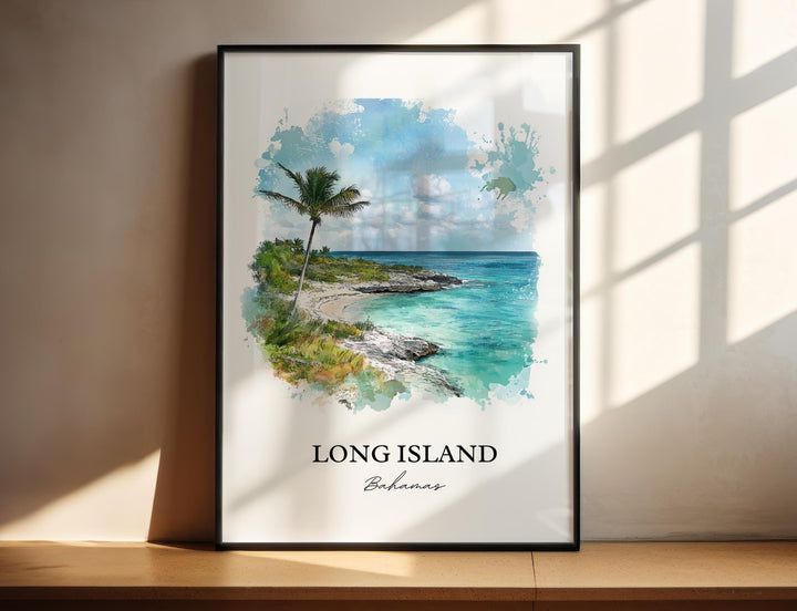 Long Island Bahamas Art, Clarence Town Print, Bahamas Watercolor, Long Island Bahamas Gift, Travel Print, Travel Poster, Housewarming Gift