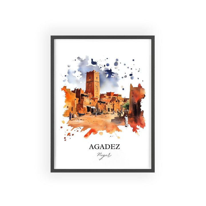 Agadez Niger Wall Art, Aïr Niger Print, Niger Watercolor Art, Agadez Niger Gift, Travel Print, Travel Poster, Housewarming Gift