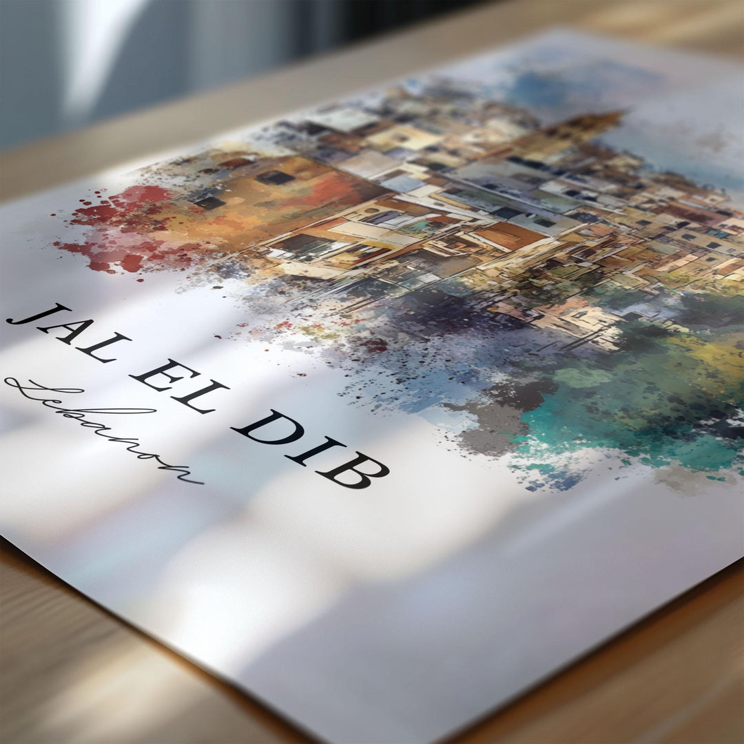 Jal El Dib Wall Art, Beirut Lebanon Print, Jal El Dib Watercolor Art, Lebanon Gift, Travel Print, Travel Poster, Housewarming Gift