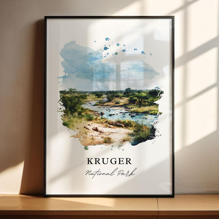 Kruger National Park Wall Art, South Africa Print, Kruger Watercolor Art, Limpopo SA Gift,