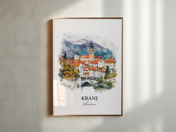 Kranj Slovenia Wall Art, Slovene Alps Print, Slovenia Watercolor Art, Kranj Gift, Travel Print, Travel Poster, Housewarming Gift