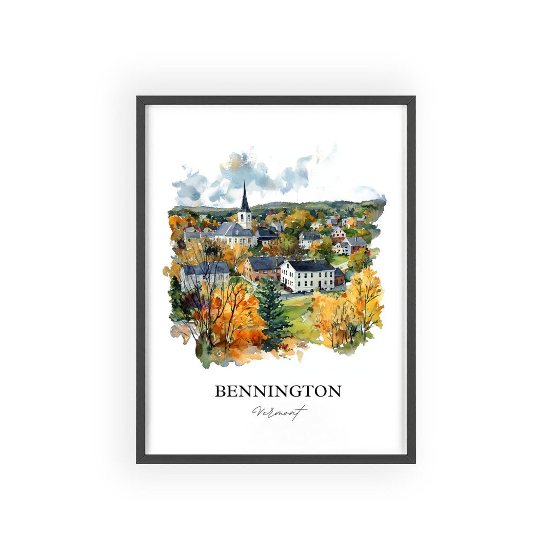 Bennington VT Wall Art, Bennington Vermont Print, Vermont Watercolor Art, Bennington Gift, Travel Print, Travel Poster, Housewarming Gift