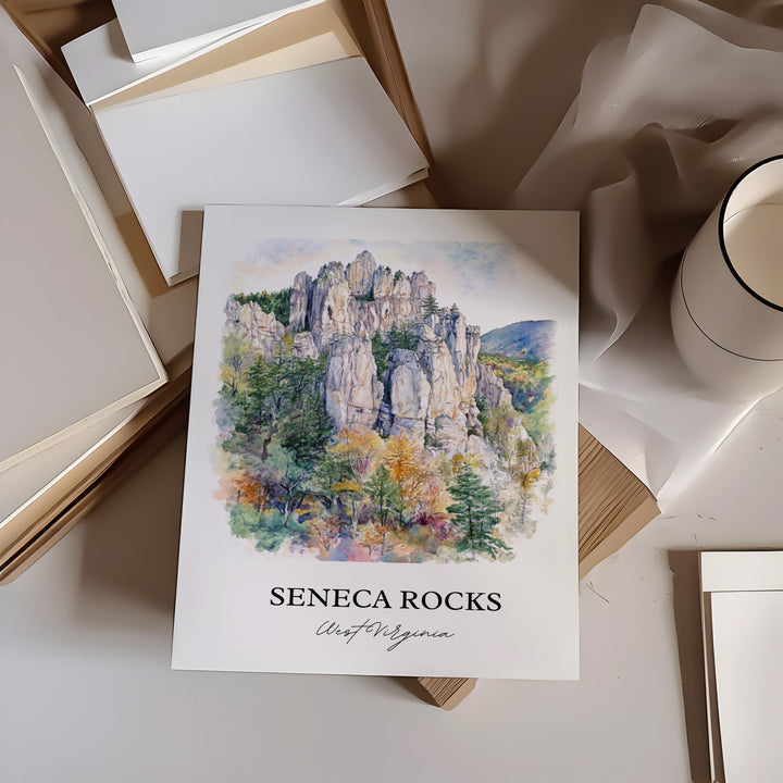 Seneca Rocks WV Wall Art, Pendleton County Print, West Virginia Artwork, Seneca Rocks Gift, Travel Print, Travel Poster, Housewarming Gift