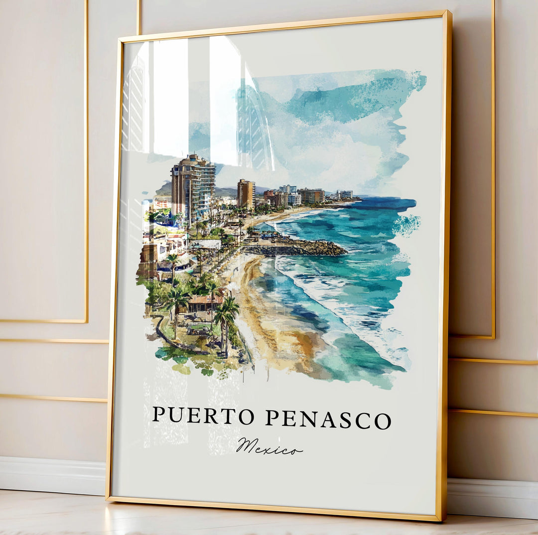 Puerto Penasco Art, Rocky Point MX Print, Playa Mirador Watercolor Art, Puerto Penasco Gift,