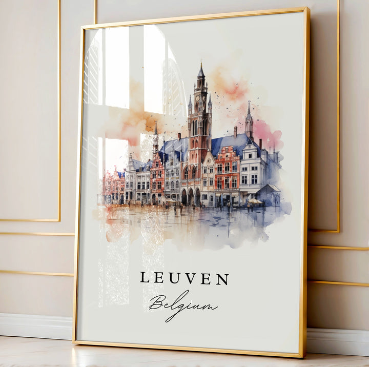 Leuven Belgium wall art - Belgium, Leuven poster print, Leuven Belgium Wedding gift, Birthday present, Custom Text, Perfect Gift