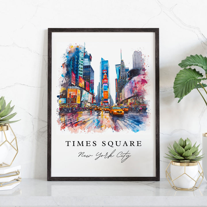 Times Square watercolor travel art - Manhattan, Times Square NYC print, Wedding gift, Birthday present, Custom Text, Perfect Gift