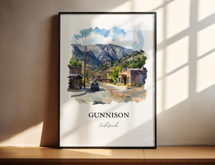 Gunnison CO Wall Art, Tenderfoot Mountain Print, Colorado Watercolor Art, Gunnison Gift, Travel Print, Travel Poster, Housewarming Gift