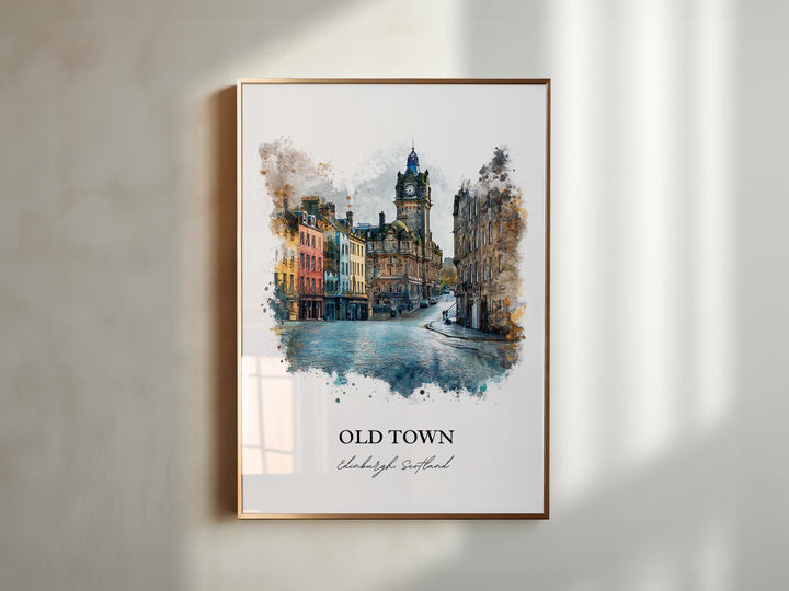 Edinburgh, Scotland – Watercolor Art Print of Old Town