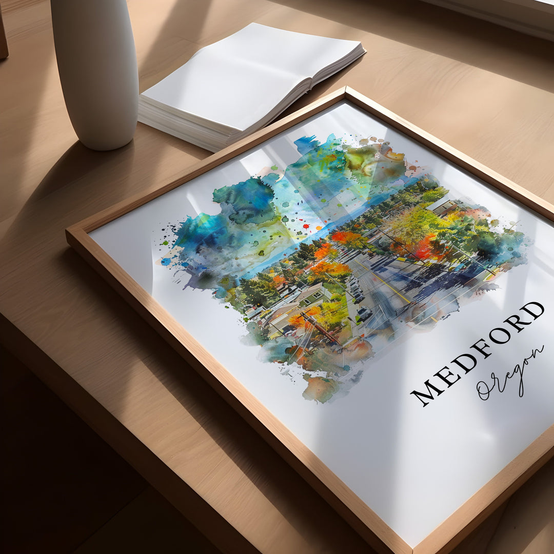 Medford, Oregon – Watercolor Art Print