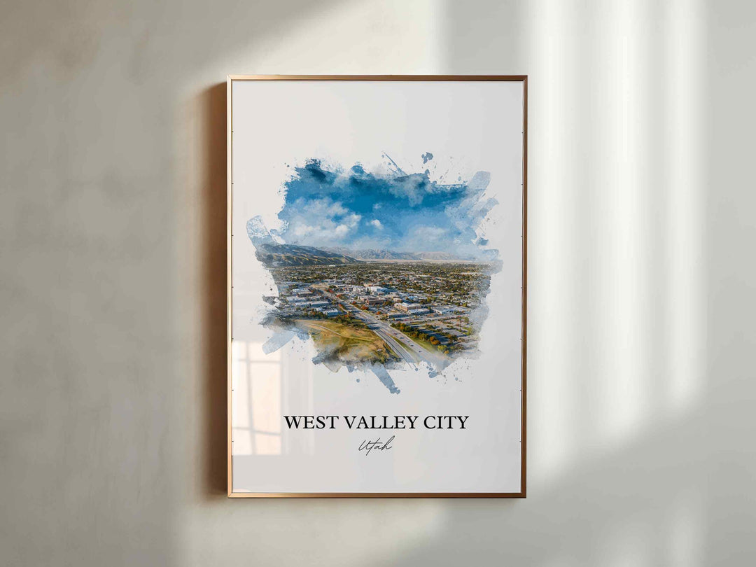 West Valley City, Utah Wall Art, Utah Print, Salt Lake City Watercolor Art, West Valley City Gift, Travel Print, Travel Poster, Housewarming Gift