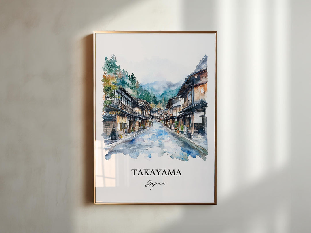 Takayama Wall Art, Takayama Japan Print, Gifu Prefecture Watercolor Art, Takayama Gift, Travel Print, Travel Poster, Housewarming Gift