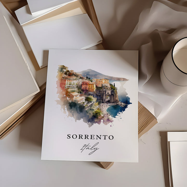 Sorrento Italy travel art - Italy, Sorrento poster, Amalfi Coast Print, Wedding gift, Birthday present, Custom Text, Personalised Gift