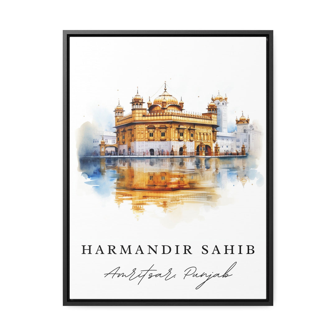 Harmandir Sahib traditional travel art - Amritsar, Harmandir Punjab poster, Wedding gift, Birthday present, Custom Text, Personalized Gift