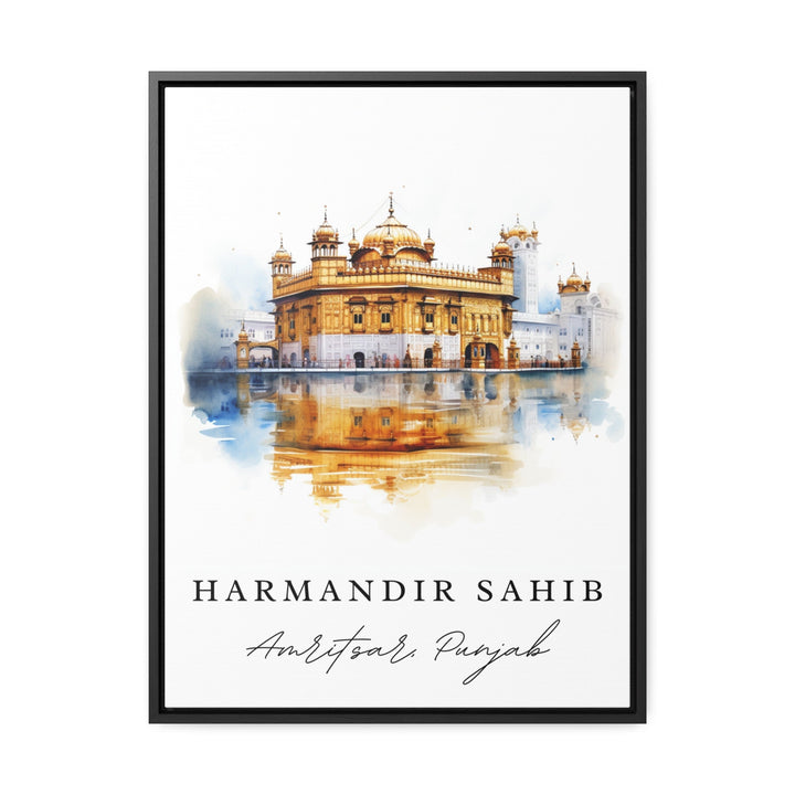 Harmandir Sahib traditional travel art - Amritsar, Harmandir Punjab poster, Wedding gift, Birthday present, Custom Text, Personalized Gift