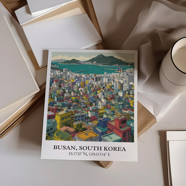 Busan South Korea Art, South Korea Retro Travel Art, Busan Home Decor, Busan Gift, South Korea Travel Art, Travel Prints, Housewarming Gift