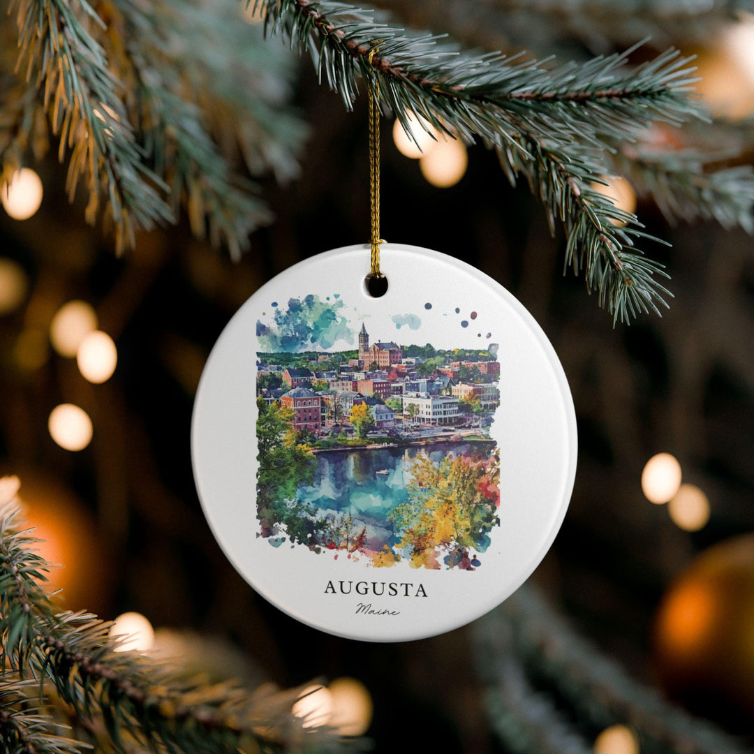 Augusta Maine Ornament: Unique Augusta ME Souvenir, Augusta Maine Xmas Decor, and Authentic Maine Gift