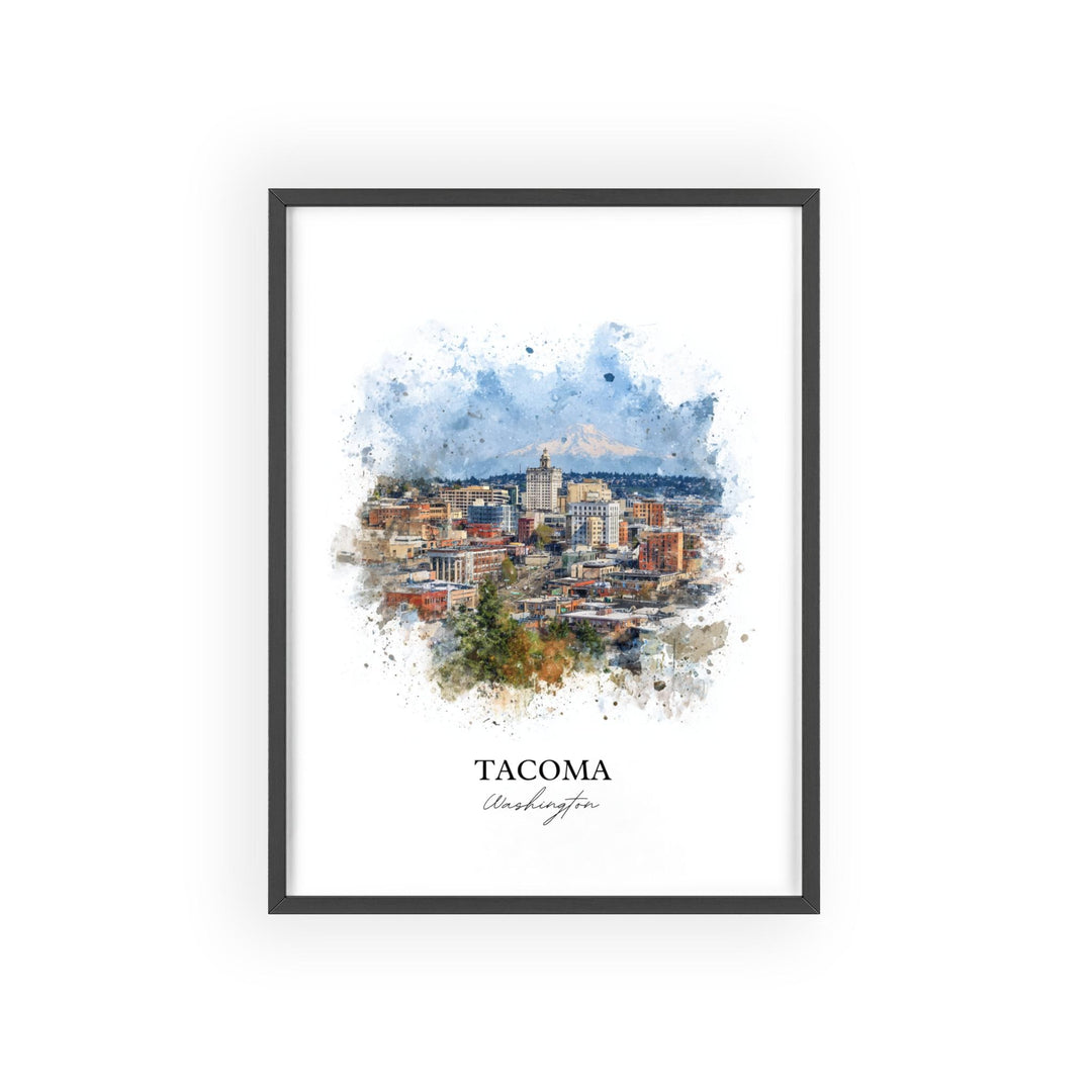 Tacoma WA Wall Art, Tacoma Print, Washington Watercolor Art, Puget Sound Gift, Travel Print, Travel Poster, Housewarming Gift