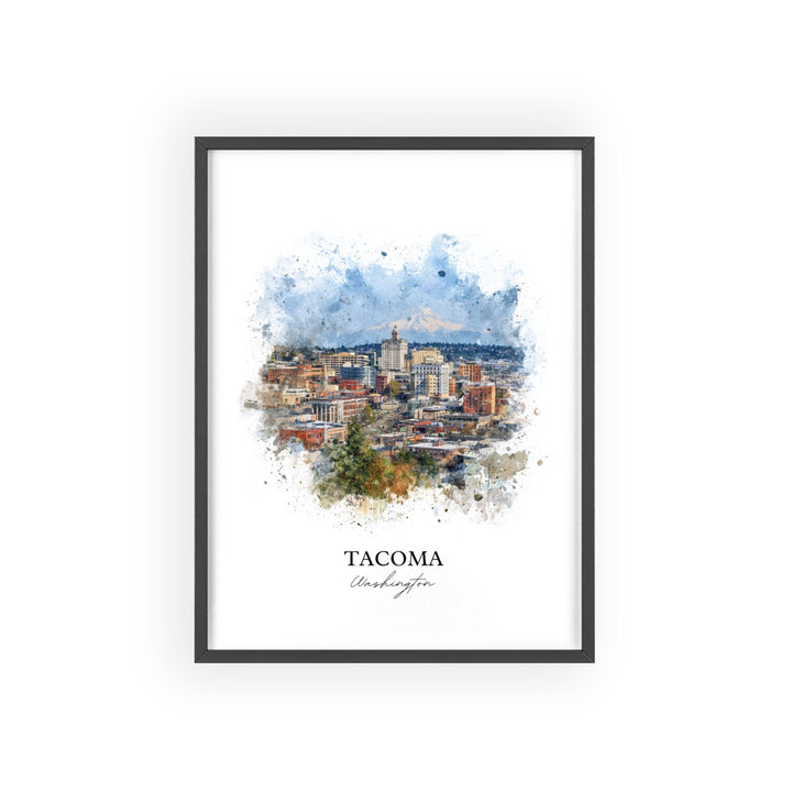 Tacoma WA Wall Art, Tacoma Print, Washington Watercolor Art, Puget Sound Gift, Travel Print, Travel Poster, Housewarming Gift