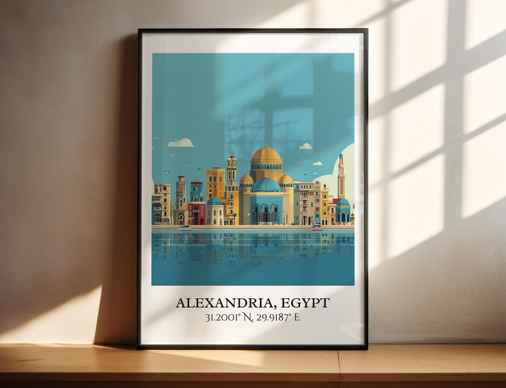 Alexandria Egypt Art, Alexandria Retro Travel Art, Alexandria Home Decor, Egypt Gift, Egypt Travel Art, Travel Prints, Housewarming Gift