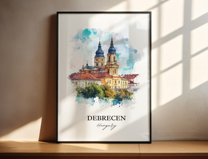 Debrecen Wall Art, Hajdú-Bihar County Print, Hungary Watercolor Art, Debrecen Hungary Gift, Travel Print, Travel Poster, Housewarming Gift
