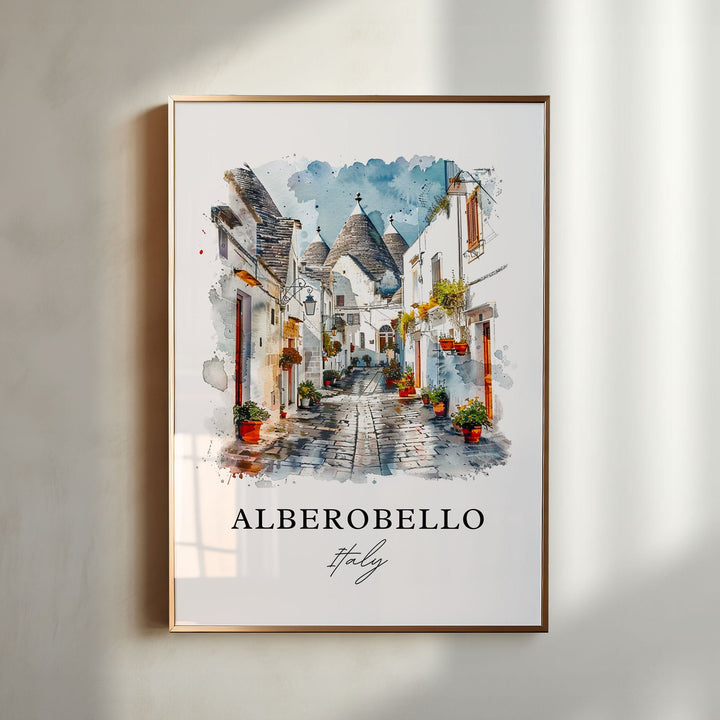 Alberobello Italy Wall Art, Alberobello Italy Print, Alberobello Watercolor, Bari, Apulia Gift, Travel Poster, Housewarming Gift