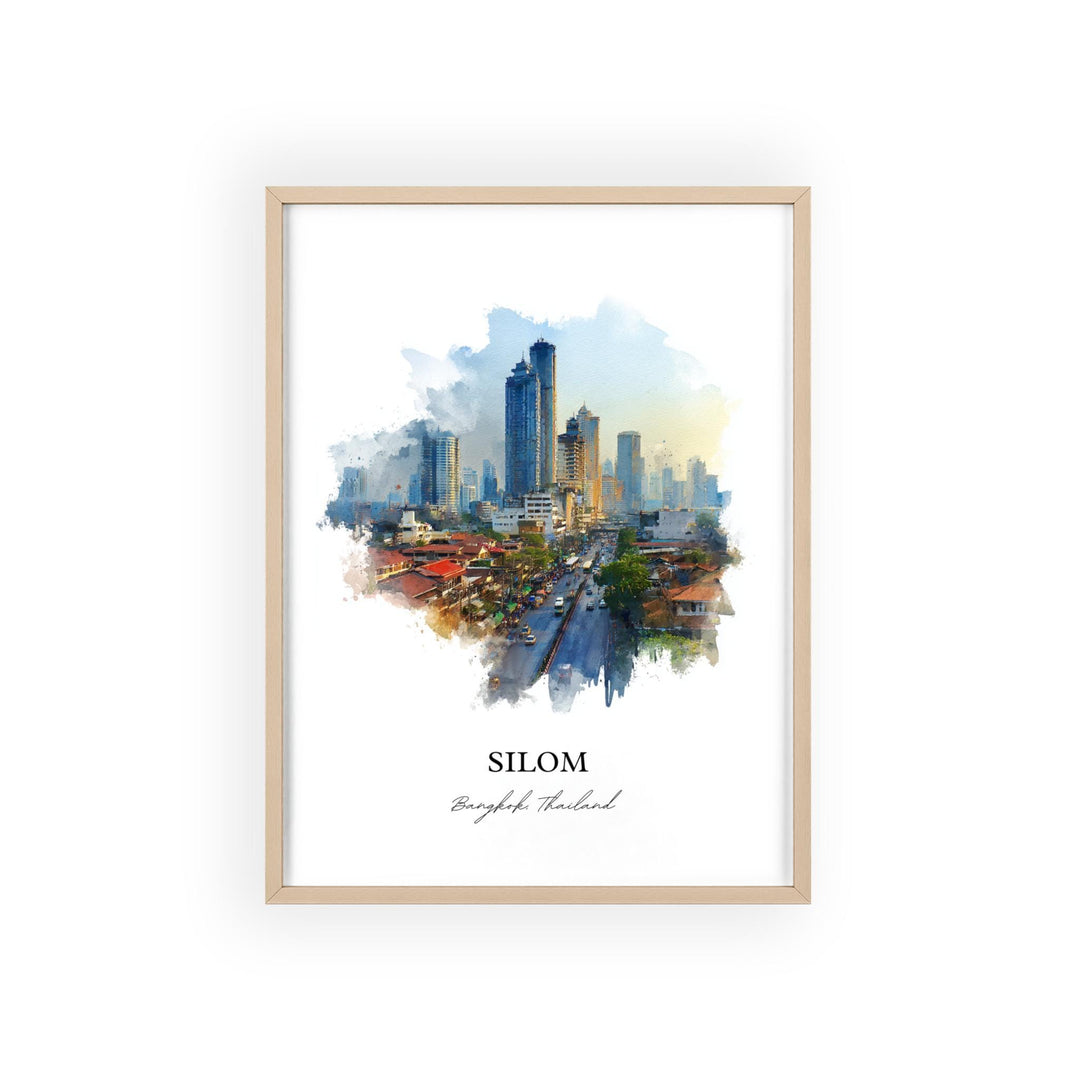Silom Bangkok Wall Art, Bangkok Print, Bangkok Watercolor Art, Bangkok Thailand Gift, Travel Print, Travel Poster, Housewarming Gift