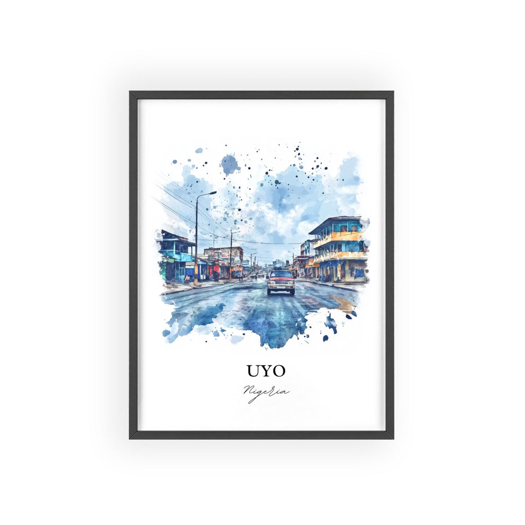 Uyo Nigeria Wall Art, Nigeria Africa Print, Nigeria Watercolor Art, Uyo Nigeria Gift, Travel Print, Travel Poster, Housewarming Gift