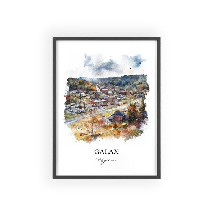 Galax VA Wall Art, Carroll County Print, Virginia Watercolor Art, Galax Virginia Gift, Travel Print, Travel Poster, Housewarming Gift