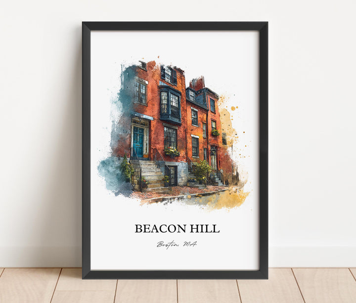 Beacon Hill, Massachusetts – Watercolor Art Print