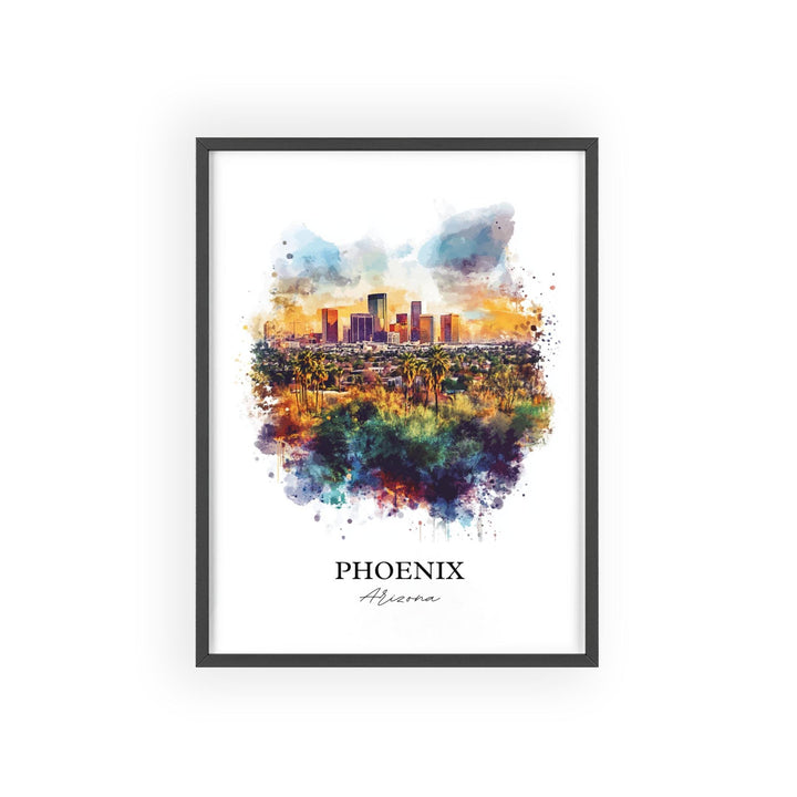 Phoenix Wall Art, Phoenix AZ Print, Arizona Watercolor Art, Phoenix Skyline Gift, Travel Print, Travel Poster, Housewarming Gift