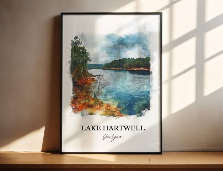 Lake Hartwell GA Wall Art, Savannah Print, Lake Hartwell Watercolor Art, Lake Hartwell Gift, Travel Print, Travel Poster, Housewarming Gift
