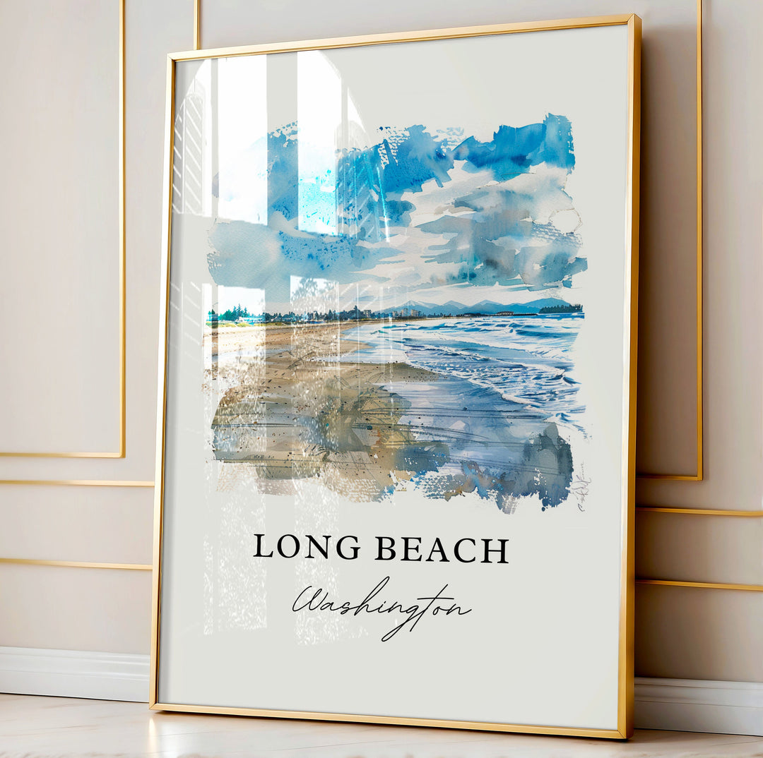 Long Beach WA Wall Art, Long Beach Print, Long Beach Watercolor, Long Beach Washington Gift,
