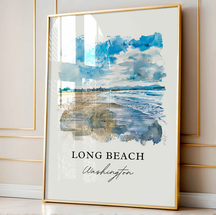 Long Beach WA Wall Art, Long Beach Print, Long Beach Watercolor, Long Beach Washington Gift,