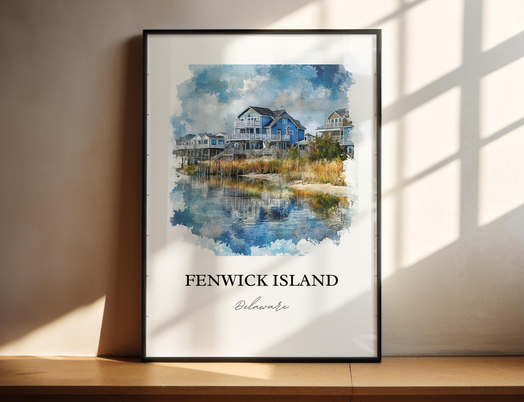 Fenwick Island Art, Sussex County DE Print, Delaware Watercolor Art, Fenwick Island DE Gift, Travel Print, Travel Poster, Housewarming Gift