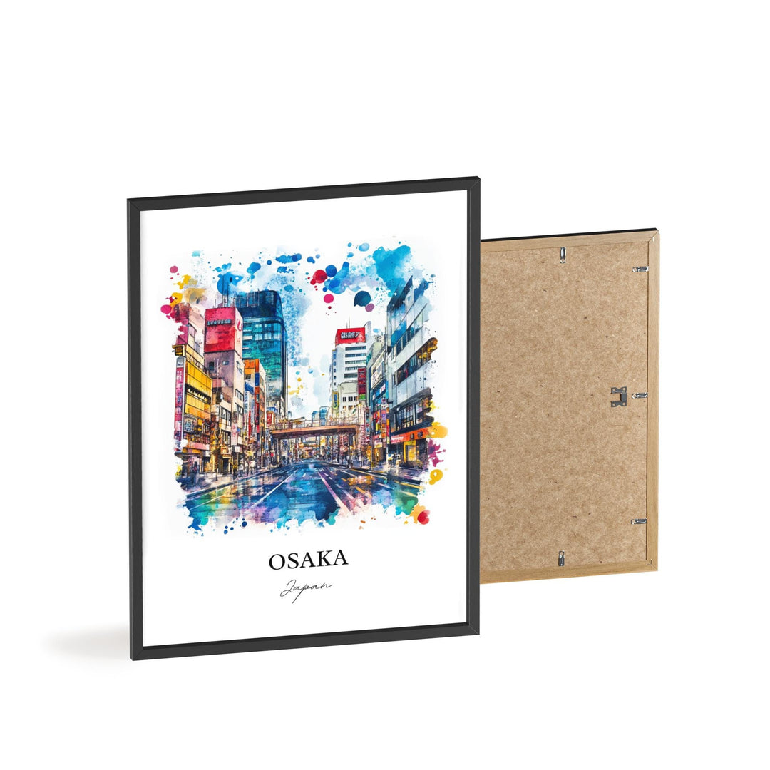 Osaka Wall Art, Osaka Skyline Print, Japan Watercolor Art, Osaka Japan Gift, Travel Print, Travel Poster, Housewarming Gift