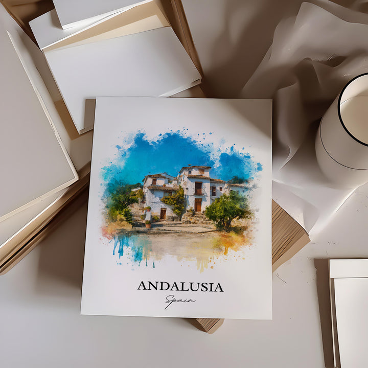 Andalusia Wall Art, Andalusia Spain Print, Spain Watercolor Art, Andalusia Gift, Andalusia Travel Print, Travel Poster, Housewarming Gift