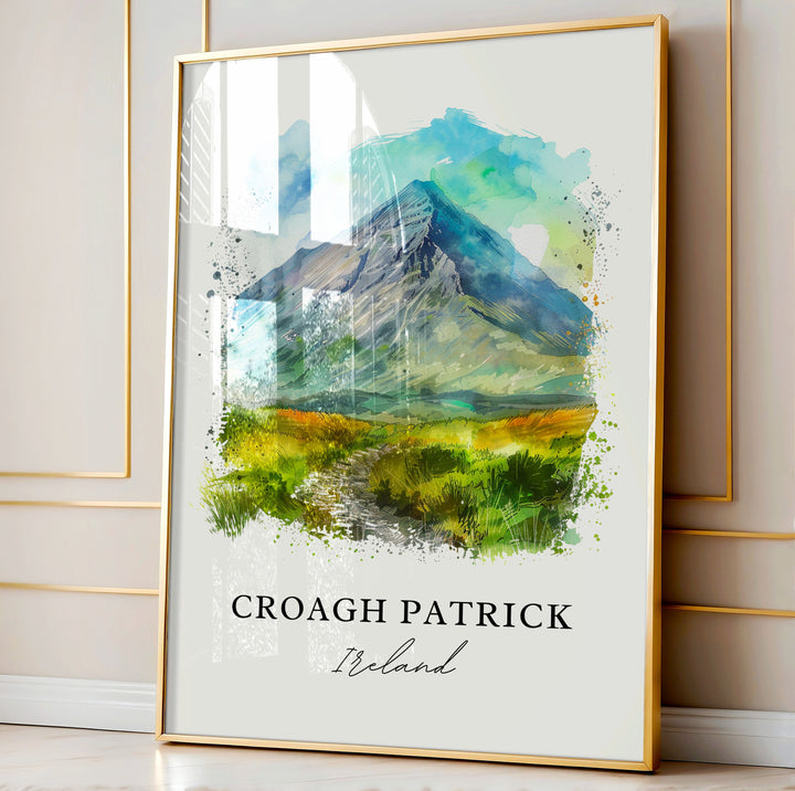 Croagh Patrick Wall Art, Croagh Patrick Print, Ireland Watercolor, The Reek Ireland Gift, Travel Poster, Housewarming Gift