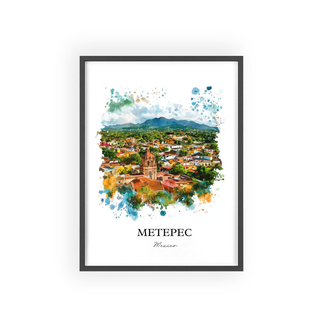 Metepec MX Wall Art, Toluca Print, Mexico Watercolor Art, Metepec Gift, Travel Print, Travel Poster, Housewarming Gift