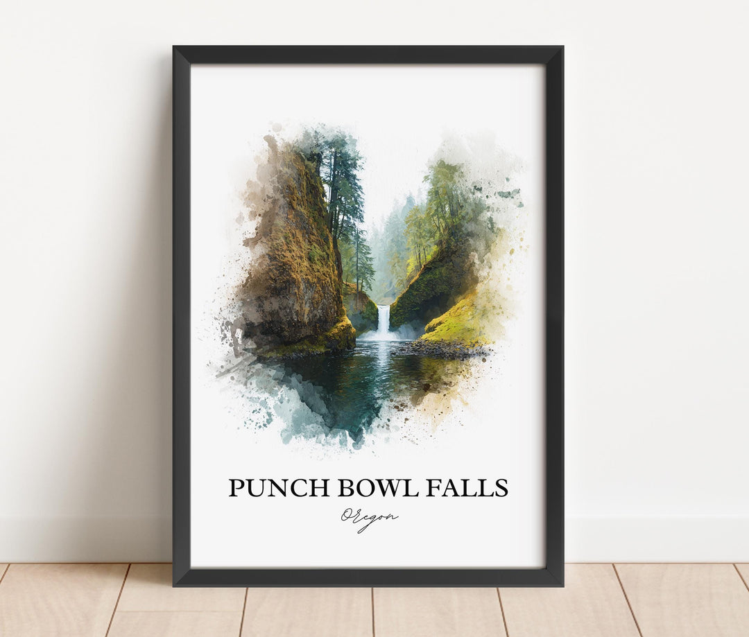 Punch Bowl Falls Wall Art, Columbia River Gorge Print, Oregon Art, Punch Bowl Falls Gift, Travel Print, Travel Poster, Housewarming Gift