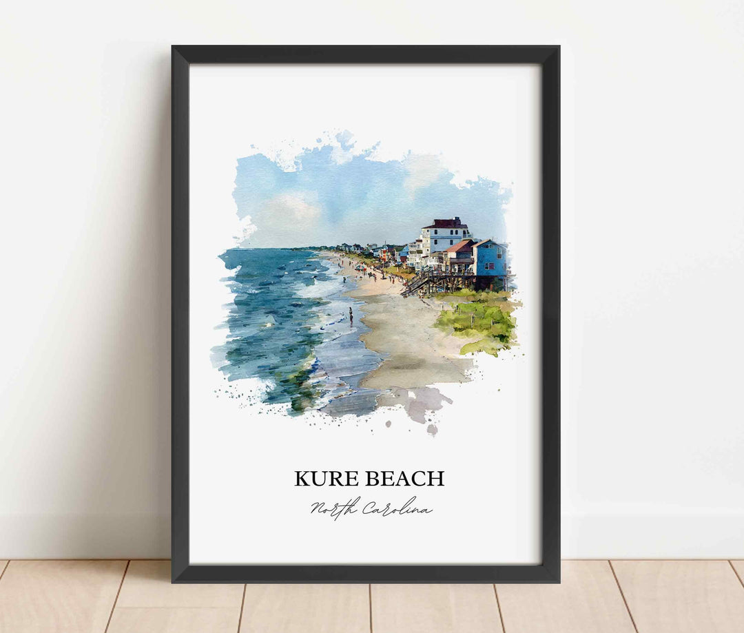 Kure Beach, North Carolina – Watercolor Art Print