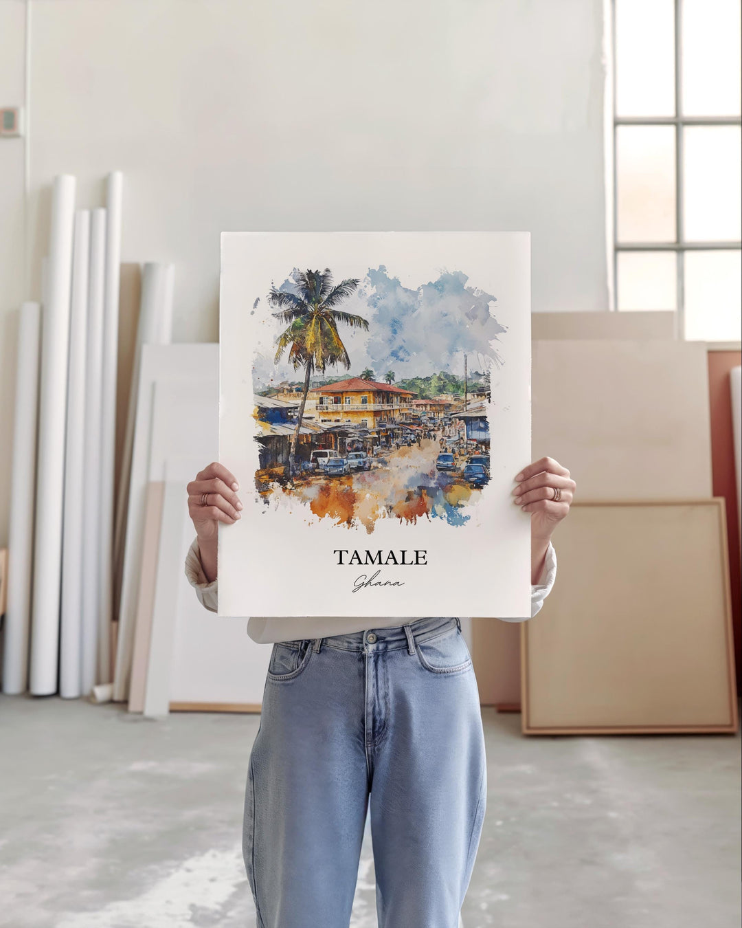 Tamale Ghana Wall Art, Ghana Print, Ghana Watercolor Art, Tamale Ghana Gift, Travel Print, Travel Poster, Housewarming Gift