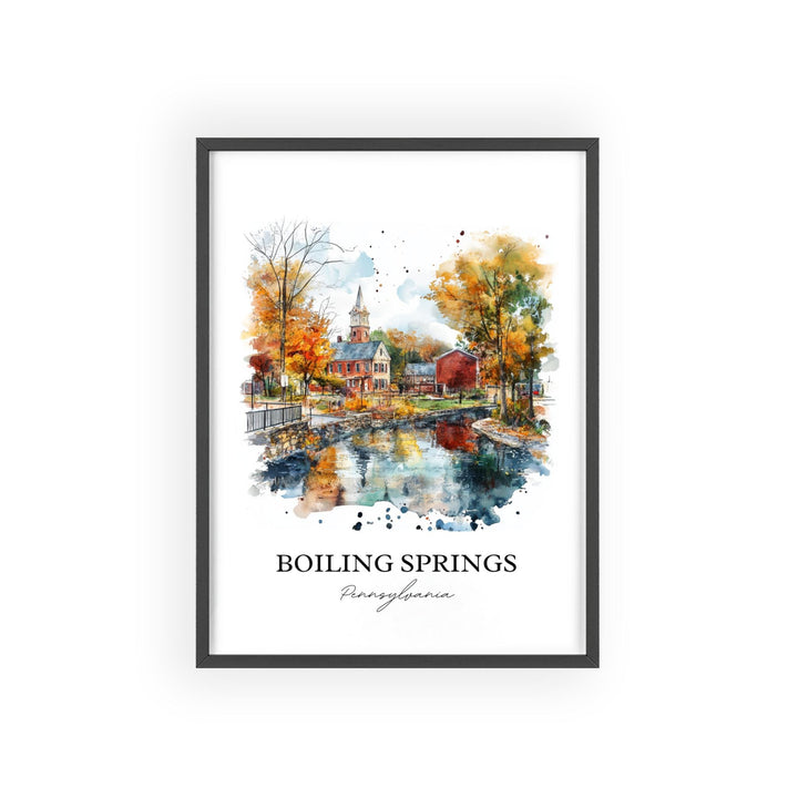 Boiling Springs PA Wall Art, Cumberland County Print, PA Watercolor, Boiling Springs Gift, Travel Print, Travel Poster, Housewarming Gift