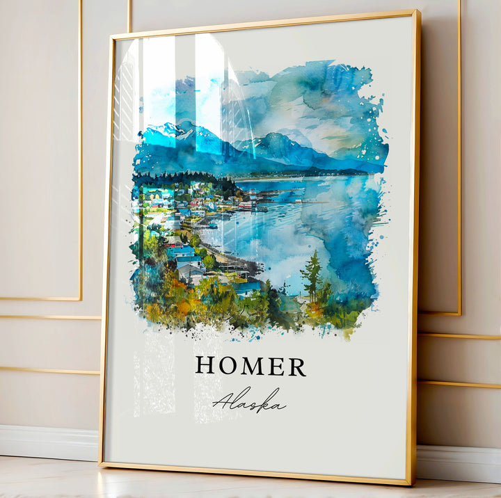 Homer Alaska Wall Art, Homer Print, Kachemak Bay Watercolor, Homer AK Gift,