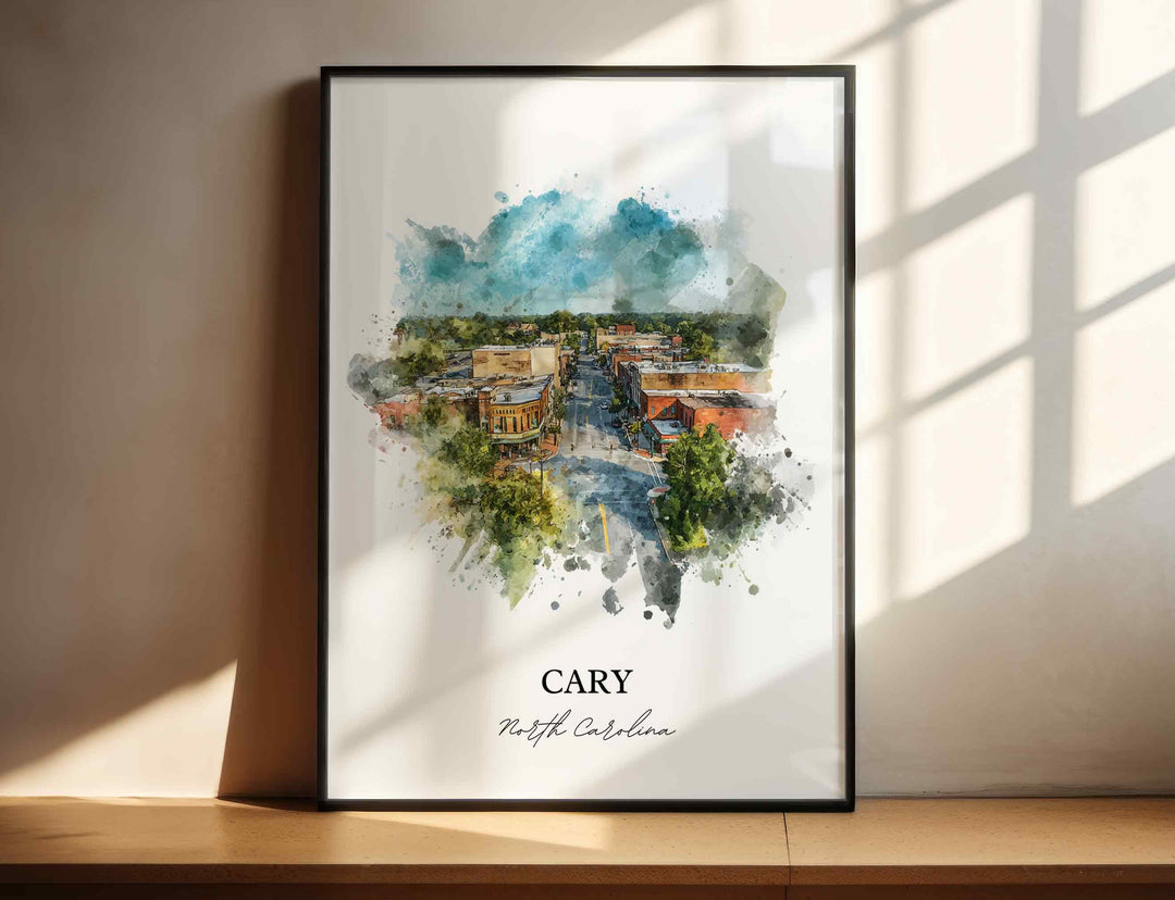 Cary, North Carolina – Watercolor Art Print