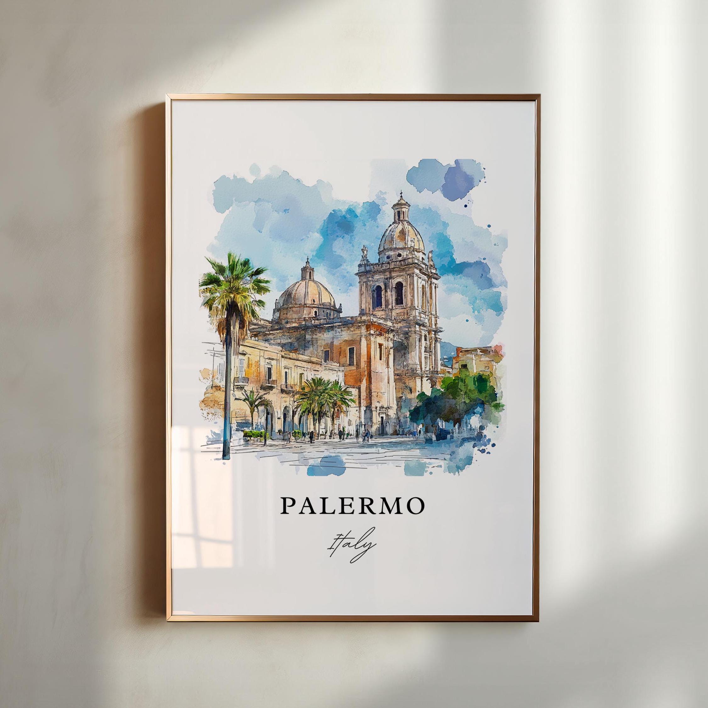 Palermo Wall Art, Netherlands Print, Palermo Watercolor Art, Palermo Gift, Sicily Italy