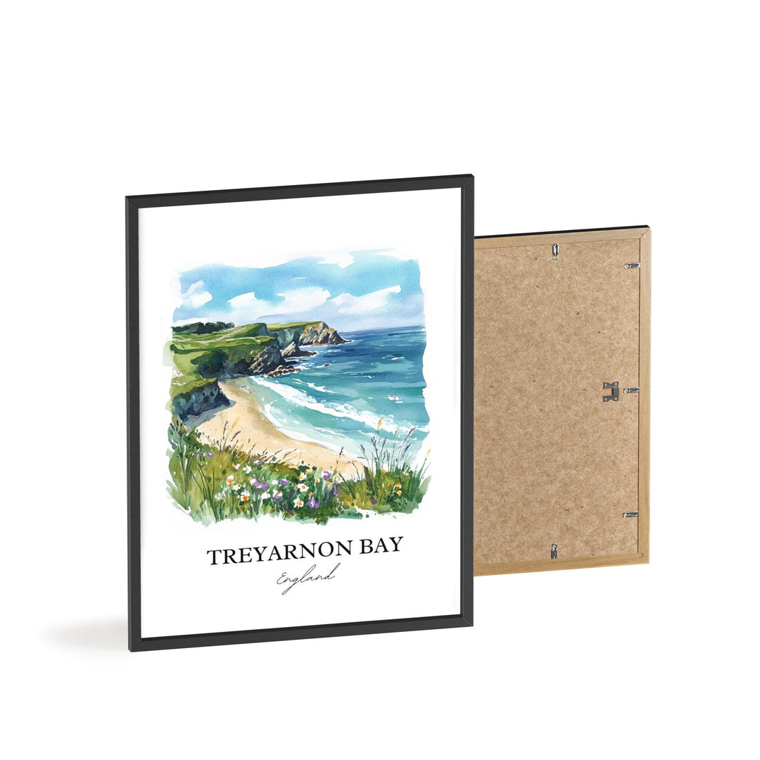 Treyarnon Bay Wall Art, St Merryn England Print, Padstow Watercolor Art, Treyarnon Bay Gift, Travel Print, Travel Poster, Housewarming Gift