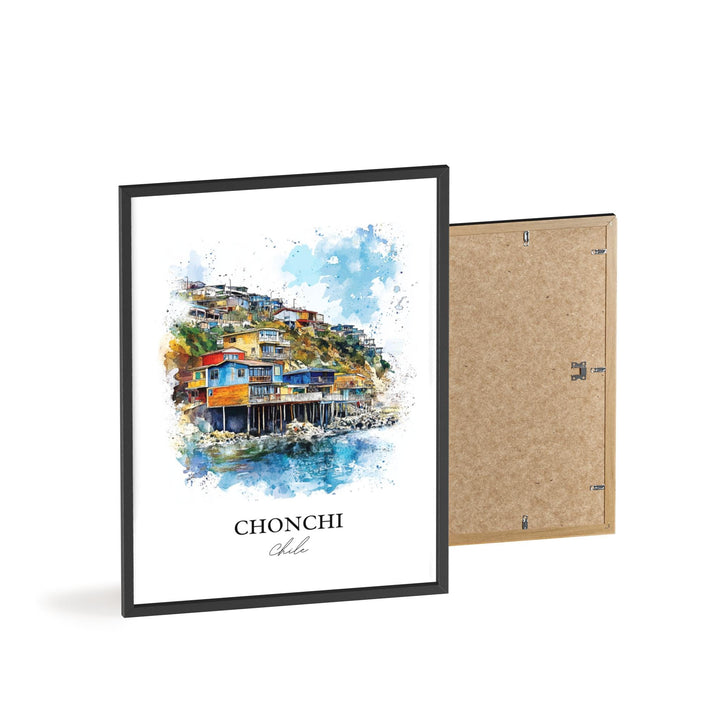Chonchi Chile Wall Art, Chonchi Print, Chile Watercolor Art, Chonchi Chile Gift, Travel Print, Travel Poster, Housewarming Gift
